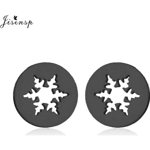 Jisensp Black Stainless Steel Snow Stud Earring for Women Man Small Flower Earings Lovers Engagement Jewelry Drop Shipping
