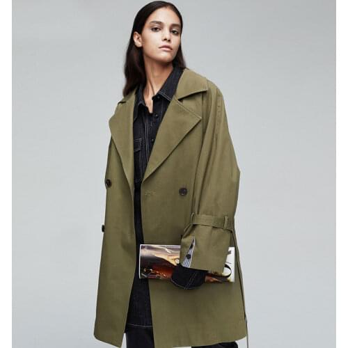 Women Coat Trench Streetwear Chic Windbreaker Casaco Abrigo Loose New Autumn Fashion Trench Coat Women Double Breasted Belt