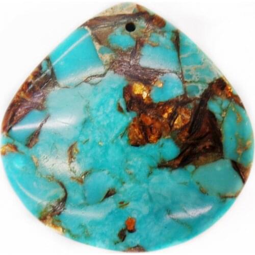 1Pcs 40x39x7mm Wholesale Blue And Bronze Sea Sediment Jasper & Pyrite Teardrop Pendant Bead DIY Jewelry Accessories S982