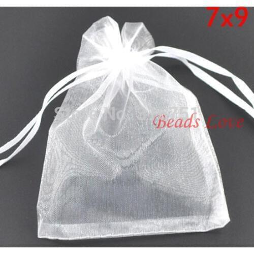 100PCS white Jewelry Packing Drawable Organza Bags Wedding Gift Bags 7CMX9CM AA(W03179)