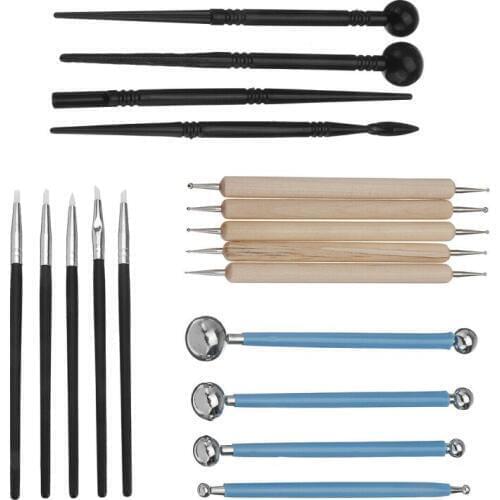18PCS Sculpting Tool Pottery Set Wax Carving Sculpt Smoothing Polymer Shapers Pottery Clay Ceramic Tool Mandala Dotting Tools
