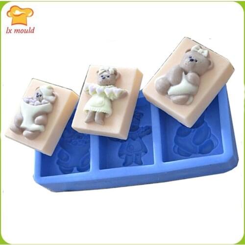 3 even cute teddy bear soap mold handmade soap mold chocolate mould candle soap mould food mold