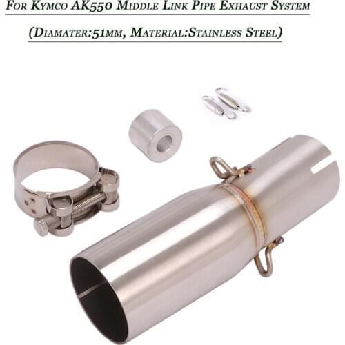 39mm Inner Diameter Middle Link Pipe Lossless Connect 51mm Exhaust Muffler Tubes Stainless System For Kymco AK550 Until 2021