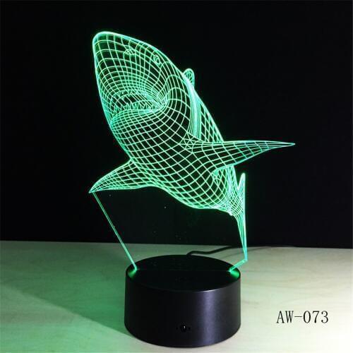 3D LED Night Lights Shark with 7 Colors Light for Home Decoration Lamp Amazing Visualization Optical Illusion Light 73