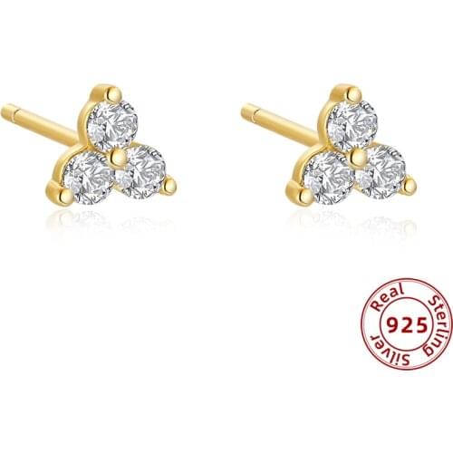925 Sterling Silver Pave CZ Zircon Stud Earrings for Women Simple Small Earrings Wedding Jewelry Accessories
