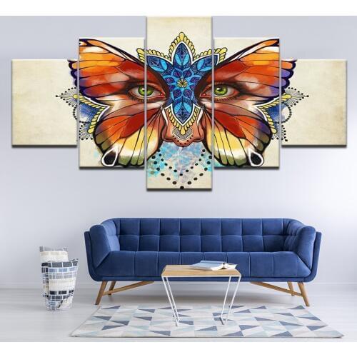 Canvas Painting Abstract Butterflies Eyes 5 Pieces Wall Art Painting Modular Wallpapers Poster Print for living room Home Decor