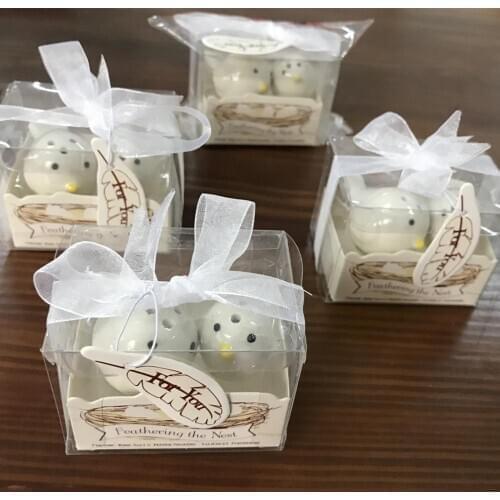 Free Shipping 30sets/lot Mini Ceramic "Feathering the Nest" Ceramic Birds Salt & Pepper Shakers