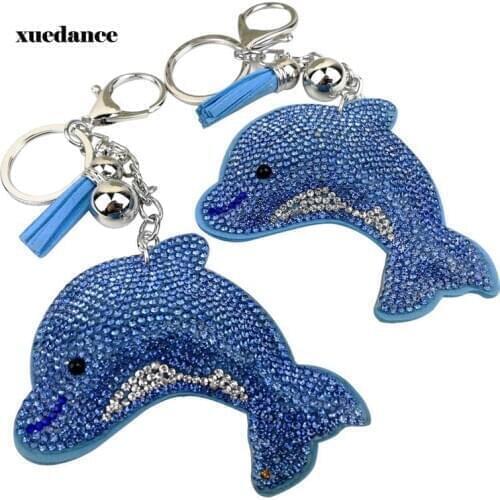 Full Crystal Rhinestone dolphin Keychain Car keyrings Womens bags Decoration Accessories horse Pendants Jewelry
