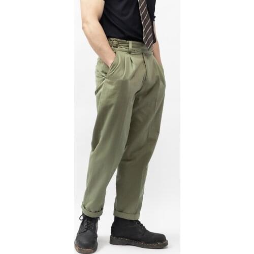 British retro colger military pants Amerika Serge straight tube overalls og military green casual pants mens loose pants