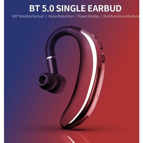 BT 5.0 Business Earbud Single Wireless Rotatable Earbud for Ear Noise Reduction Power Display Multifunctional Buttons headset