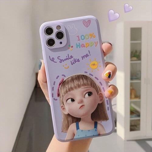 Phone case mobile shell for iphone11 XR XS 7/8/SE 2020 11pro Xs 7p/8plus X/Xs 12 12pro/max 12mini ins cartoon cute girl new