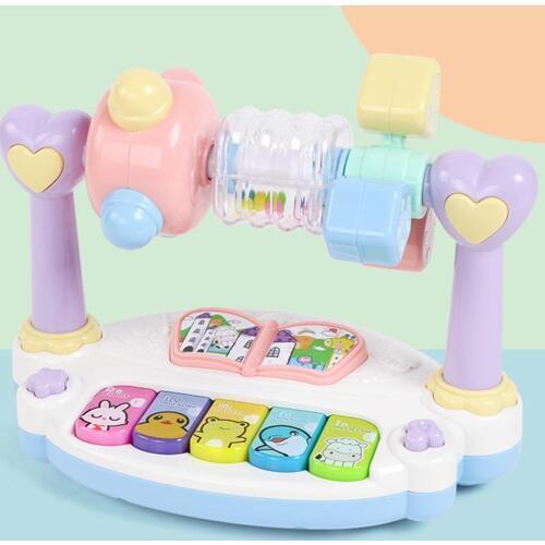 Kids Baby Electronic Keyboard Toy Music Rotating Rattle Knock Mole Game Educational Toys For Kids