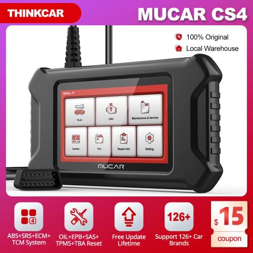 MUCAR CS4 Car Scanner Car Automotive Tools ABS/SRS/ECM/TCM 4 Reset Free Online Update OBD2 Diagnostic Tools PK Thinkscan plus