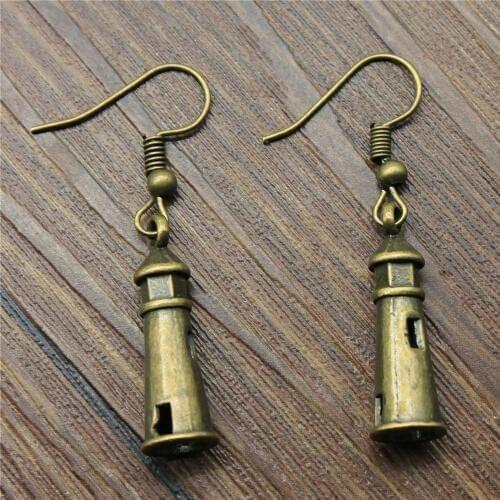 Dropshiping Earrings Dangle Earrings Women Fashion Jewelry 25x8mm Lighthouse Drop Earrings
