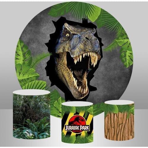 InMemory Jurassic Park Theme Birthday Background Dinosaur Boy Party Round Background Photo Studio Cake Table Banner Photocall