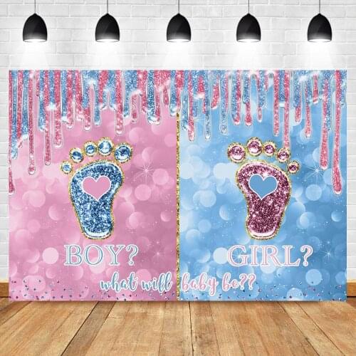 Gender reveal for photography background for photocall Newborn Party Baby Girl or Boy Curtain decoration Backdrop