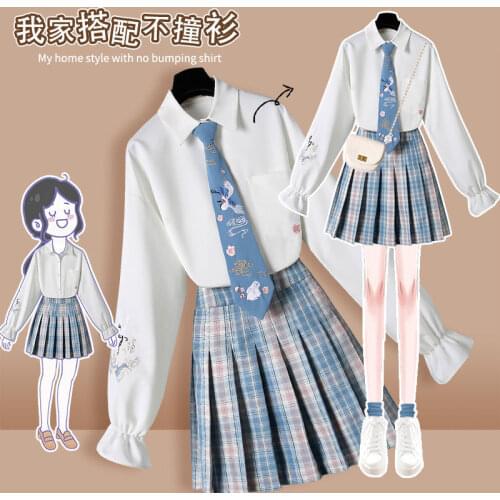 Jk Uniform Suit Shirt Skirt New Female College Style Two-piece Western Temperament Spring Princess Dress Women Fairy Clothes