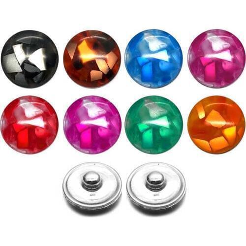 Hot Silicone mix 18mm Acrylic Resin Uneven Resin Snap Button 026 Fit Charm Interchangeable Bracelets Jewelry Women Accessories