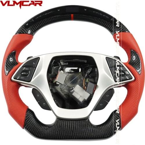 Customized Carbon Fiber Steering Wheel With LED For Chevrolet Corvette C7 / Suitable All Models
