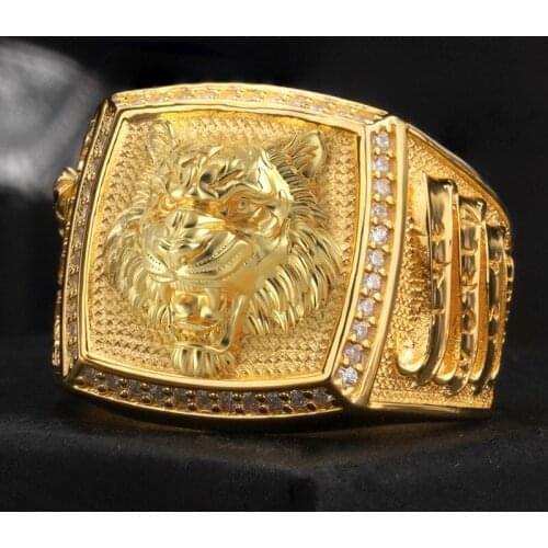 3D Tiger Sterling Silver Rings for man and women Inlaid zircon sculpture Fashion Jewelry