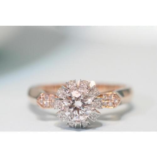 Diamonds Ring Solid 14K Yellow Gold Fine Jewelry 0.3ct Round Cut Natural Diamonds Engagement Wedding Ring for Women