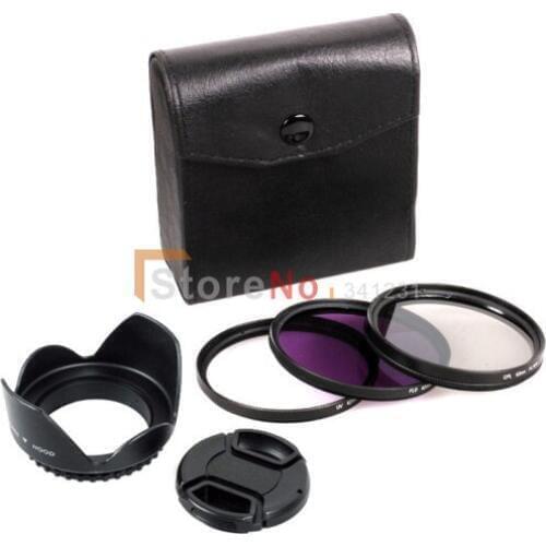 6 in 1 62MM Filter kit UV ultraviolet FLD CPL circular polarized Lens Hood + Len Cap cover