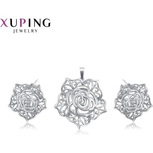 Xuping Fashion Temperament Rhodium Plated Set for Girls Women Colorful Charms Styles Jewelry Nice Birthday Gift 65346