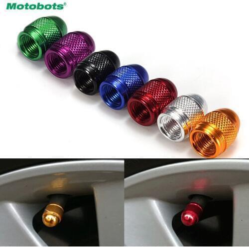 MOTOBOTS 4pcs Aluminum Bullet Style Car Motorcycle Air Port Cover Tire Valve Wheel Stem Caps 7-Color Black,Red,Silver,Gold,Blue