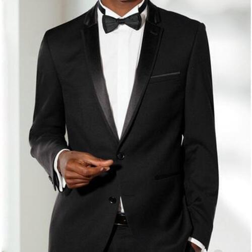 Custom MADE TO MEASURE men suit,BESPOKE black groom wedding suit with thin lapel,TAILORED tuxedo(jacket+pants+tie+pocket squaure