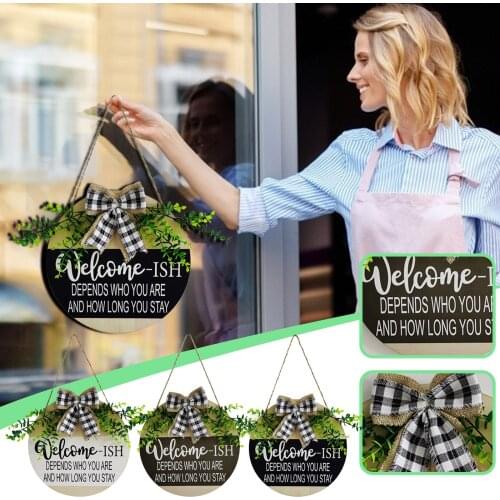 Welcome Wreath Sign For Farmhouse Front Porch Decor Nordic Rustic Home Door Hangers Housewarming Shooting Props Wall Decoration