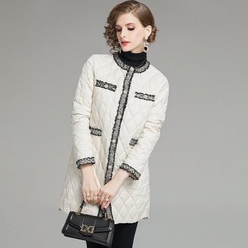 New style winter women temperament round collar fashion duck down coat slim medium long female thin outerwear lady elegant