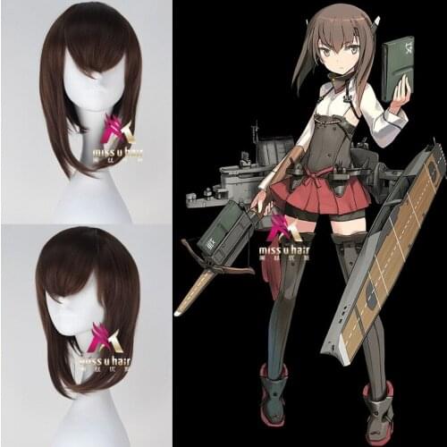 Kantai Collection Taiho Short Wavy Bob Wigs Synthetic Hair Wig Heat Resistant Fiber Middle Parting For Women Party Cosplay