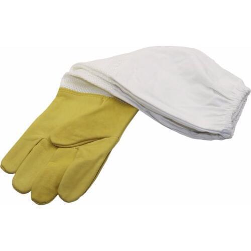 1 Pair Beekeeping Mesh Hollow Breathable Anti-bee Apiculture Gloves Yellow Gloves Italian Beehive