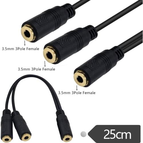 ERE Stereo 3.5mm 1-Female to 2-Females Splitter Cable & Gender Changer 1/8" TRS-F to Dual 1/8" TS-F 3.5SP F-2*3.5SP F