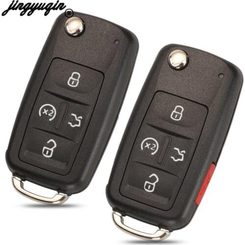 Jingyuqin 10pcs For Volkswagen VW Sharan multivan t5 Caravelle Fob 4/5 Buttons Flip Remote Car Key Shell Uncut Blade Replacement