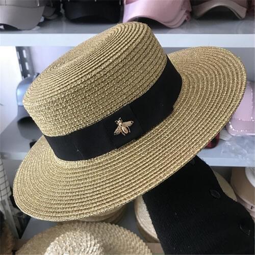 Yellow Gold Baby Hat Summer Strawhat Cap for Kids and Adult Bee Sun Cap Beach flatCap Hat for Boys Girls Family Look