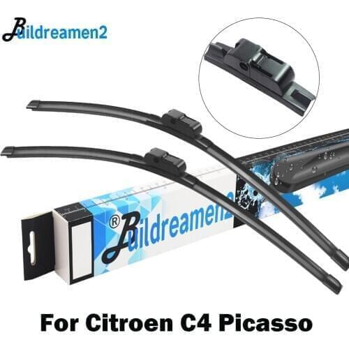 Buildreamen2 For Citroen C4 Picasso 2006-2018 Car Wiper Blade Frameless Rubber Windscreen Wiper