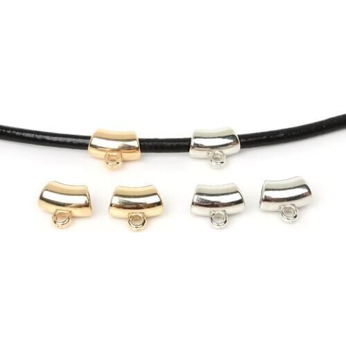 50pcs Hole 6mm 14x13mm Jewelry Connector Round Beading Leather Cords End Fastener Connectors Clasp Jewelry Making