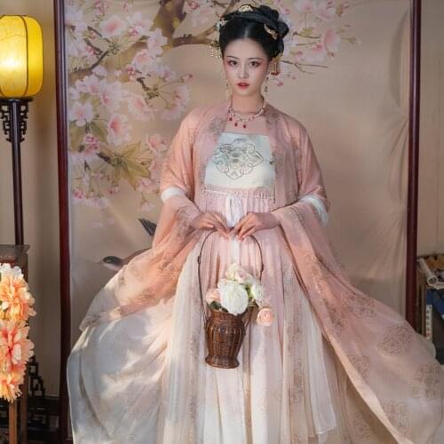 XinHuaEase Chinese Traditional Style Show Tang Dynasty Girls Ancient Hanfu Womens Dresses Original Cosplay Clothing Stage Skirt