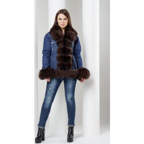 2019 New Real Fox Fur Rabbit Lining European And American Thick Denim Coat Jacket Jeans Spring Street Female Ratural Fur Jeans