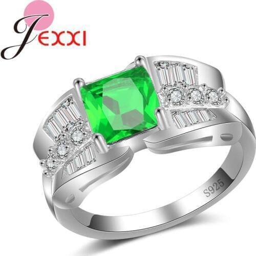 New Latest Fashion Ring 925 Sterling Silver Jewelry For Women Top Quality 5A Cubic Zirconia Green Stone For Girl