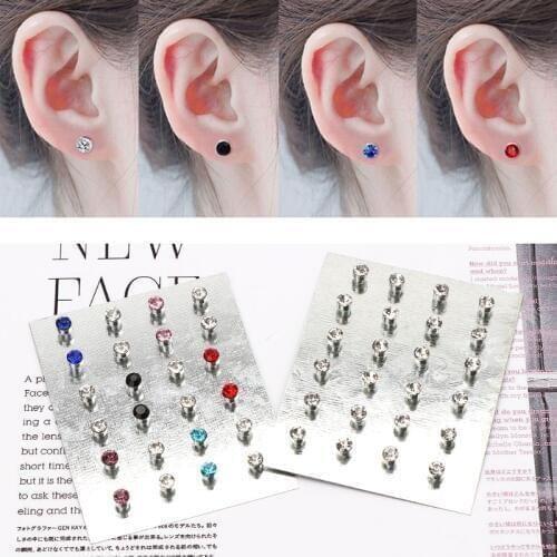 12 Pairs Crystal Rhinestone Magnetic Clip Non Piercing Earrings Fashion Jewelry