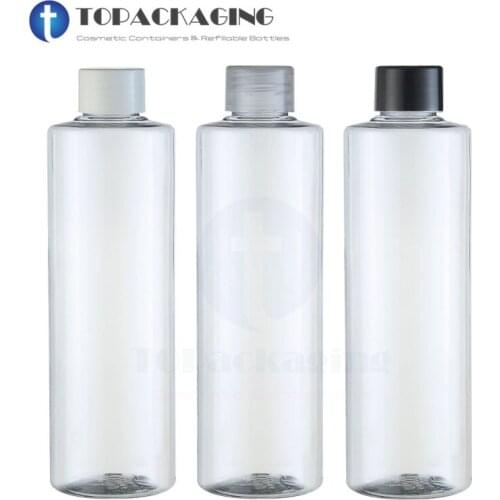20PCS*250ML Screw Cap Bottle Transparent Plastic Cosmetic Container Empty Shampoo Lotion Shower Gel Serum Refillable Packing