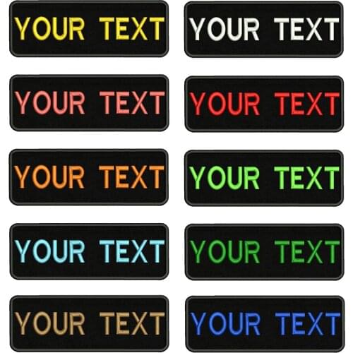 20X7cm Embroidery Custom Name Text Patch Stripes badge Iron On Or Velcro Backing Patches For Clothes Backpack Hat
