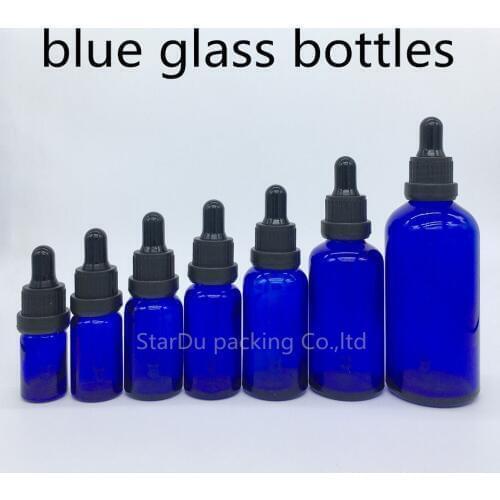 5ml 10ml 15ml 20ml 30ml 50ml 100ml blue Glass Dropper Bottle,blue Glass Essential Oil Bottle With Tamper Evident 100pcs/lot