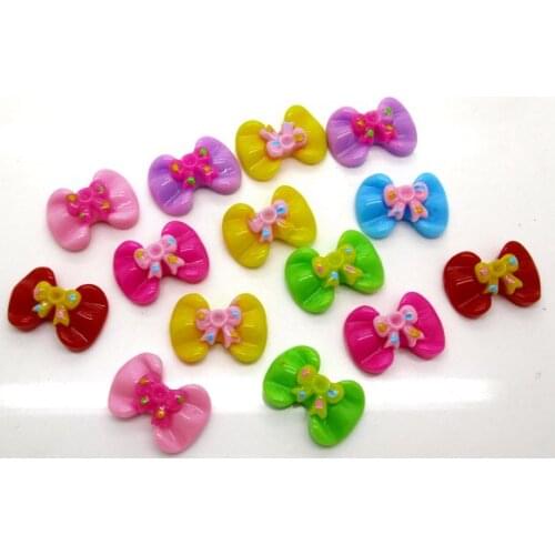 50Pcs Mixed Resin Bowknot Decoration Crafts Flatback Cabochon Scrapbooking Embellishments Beads Diy Accessories