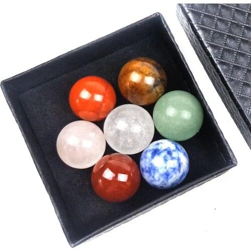 7PCS/set Crystal Balls Natural Chakra Stones Minerals Sphere Meditation Reiki Energy Healing Yoga Stone Gem Spiritual Decor Gift