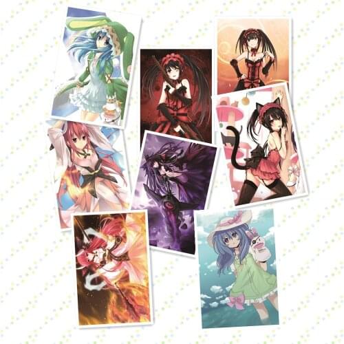 8 pcs/lot Anime DATE A LIVE Posters toy 8 different date a live Paintings Wall Picture embossed Poster Toy