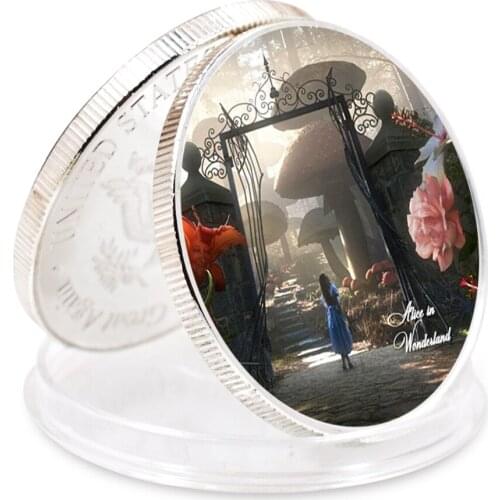 Alice Sliver Plated Coin Art Ornament Art Craft Gift Valentines Day Present Holiday Gift 2021 New Year Gift