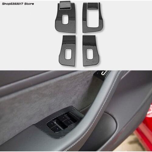 Car ABS Chorme Window Glass Lift Panel Decorative Sticker Handle Button For Tesla Model 3 2017 2018 2019 2020 2021 Accessories